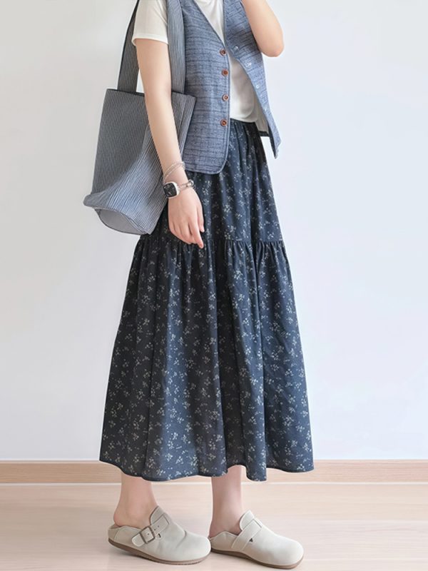 Floral A-Line Midi Skirt for Women, Plus Size Summer Skirt for Pear-Shaped Bodies, Trendy 2025 Fashion Piece