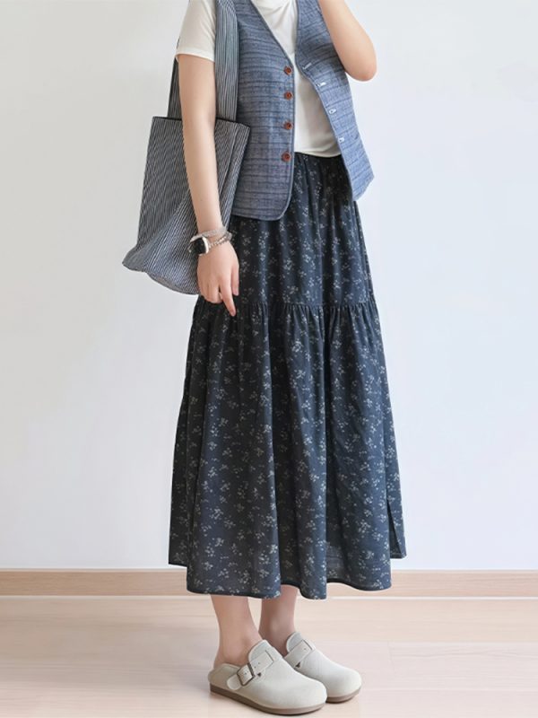 Floral A-Line Midi Skirt for Women, Plus Size Summer Skirt for Pear-Shaped Bodies, Trendy 2025 Fashion Piece