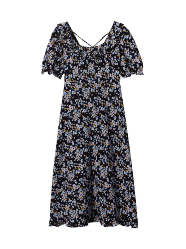 Floral Backless Dress for Women, Plus Size, 2025 Spring Summer Collection, Niche Design, Elegant French Style
