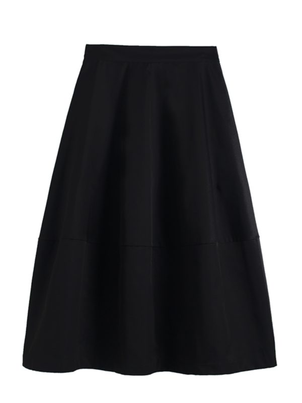 Floral Bud High-Waisted Flare Skirt - Slimming Mid-Length Commuter Style for Spring/Summer 2025