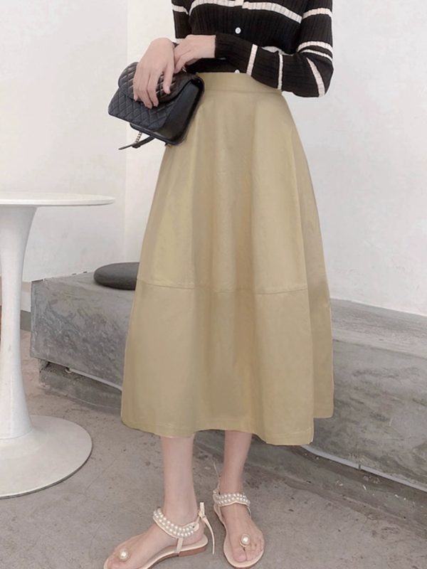 Floral Bud High-Waisted Flare Skirt - Slimming Mid-Length Commuter Style for Spring/Summer 2025