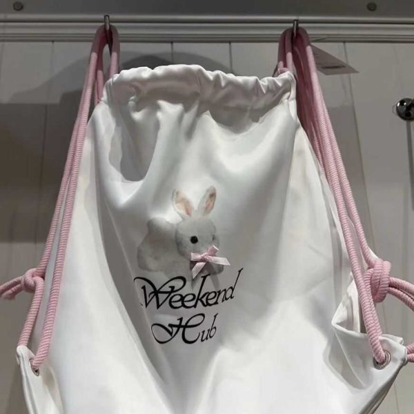 Floral Drawstring Small Backpack - Casual Canvas Tote Bag with Large Capacity for Commuting - Trendy Niche Design