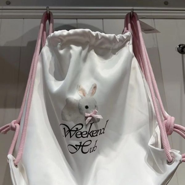 Floral Drawstring Small Backpack - Casual Canvas Tote Bag with Large Capacity for Commuting - Trendy Niche Design