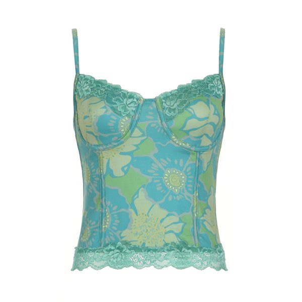 Floral Mesh Skirt for Women - Low Waist Slim Fit Long Pants - Summer Island Rose Design - Vacation Ready Mint Green Style