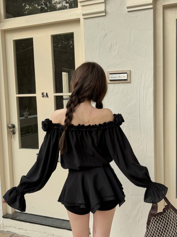 Floral One-Shoulder Chiffon Shirt Dress for Women - Lightweight Waist-Cinching Style for Spring and Summer Fashion