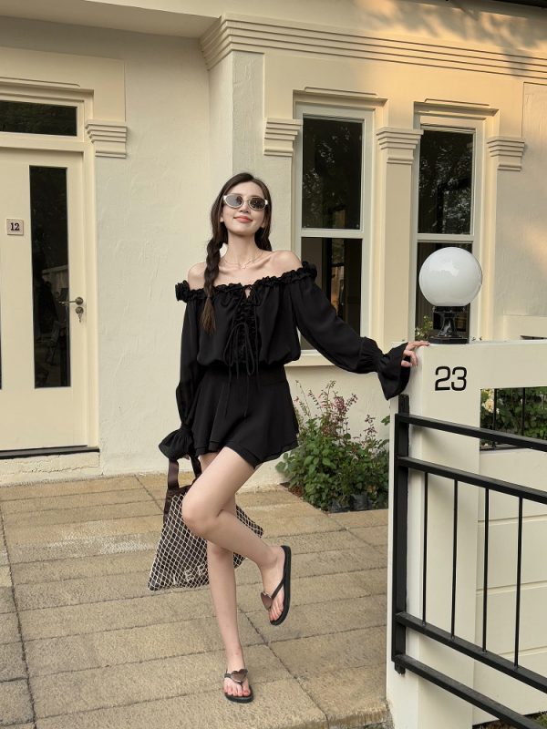 Floral One-Shoulder Chiffon Shirt Dress for Women - Lightweight Waist-Cinching Style for Spring and Summer Fashion