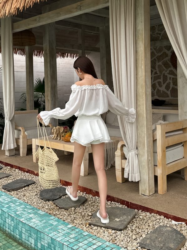 Floral One-Shoulder Chiffon Shirt Dress for Women - Lightweight, Waist-Cinching, Sweet Spring/Summer Style Short Skirt