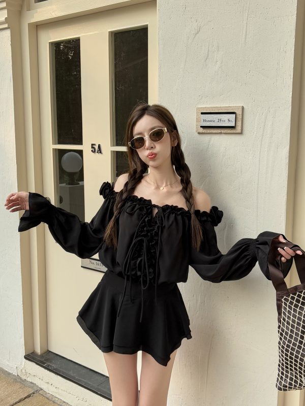 Floral One-Shoulder Chiffon Shirt Dress for Women - Lightweight, Waist-Cinching, Sweet Spring/Summer Style Short Skirt