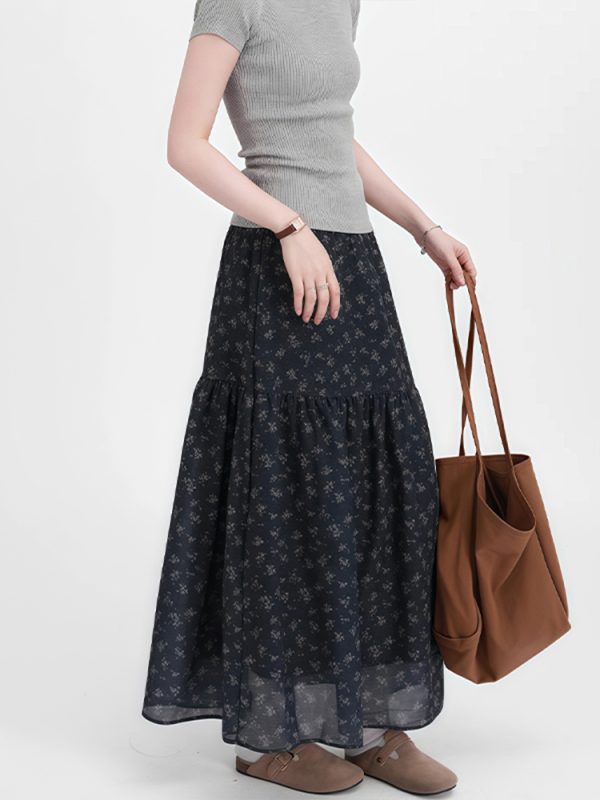Floral Plus Size A-Line Long Skirt for Women, Summer 2025 Lightweight Style, Flattering Design to Hide Belly