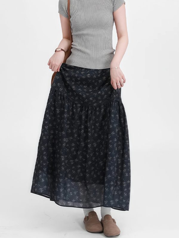 Floral Plus Size A-Line Long Skirt for Women, Summer 2025 Lightweight Style, Flattering Design to Hide Belly