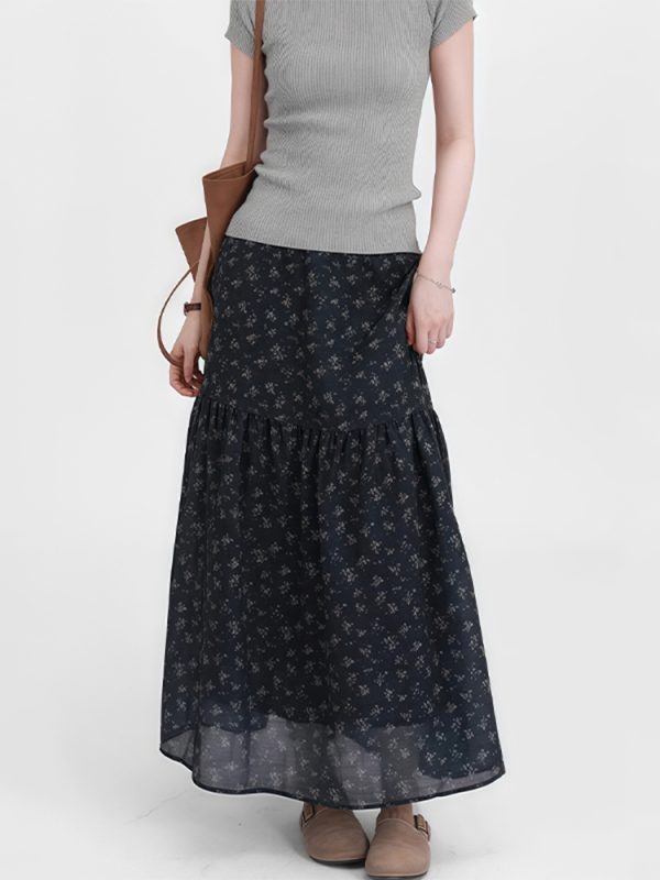 Floral Plus Size A-Line Long Skirt for Women, Summer 2025 Lightweight Style, Flattering Design to Hide Belly