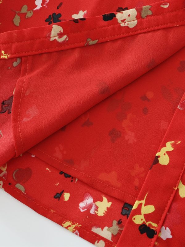 Floral Red Long Dress for Women - French-Style Summer Vacation Dress 2025, Celebrity-Inspired, Perfect for 90s and Y2K Fashion