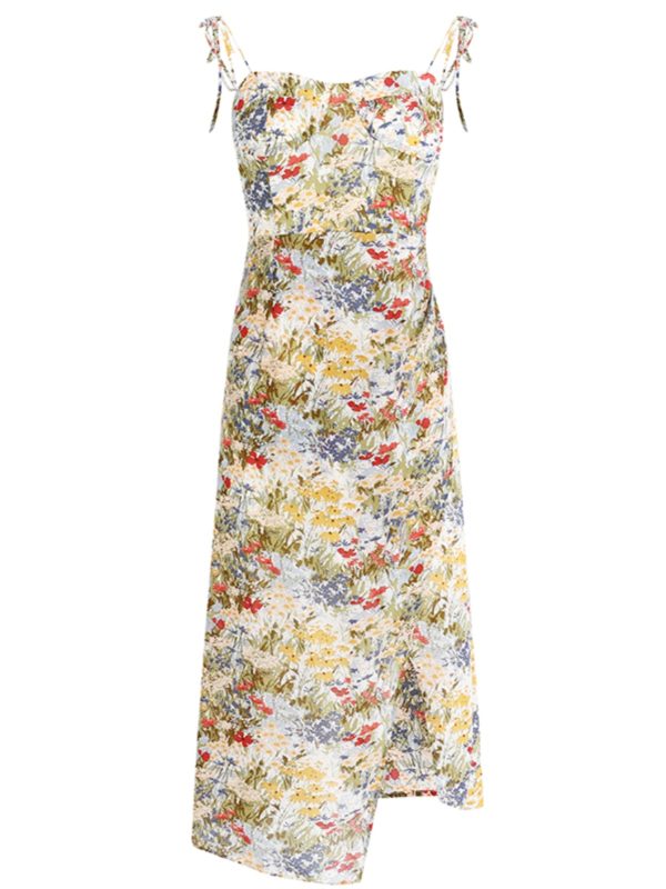 Floral Sleeveless Long Dress for Women - French Style 2025 Summer Slim Fit Vacation Trend