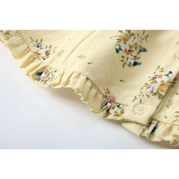 Floral Square Collar Sleeveless Top for Women - Sweet Wind French Style Slim Fit Ruffle Edge Vest for Summer