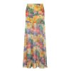 Floral Tulle Midi Skirt for Women - Draped Pleated Fishtail Design, Monet Flower Pavilion Inspired, Perfect for Holidays and Special Occasions