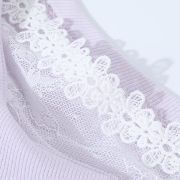 Fragrant Taro Purple Women's Summer Short Sleeve Top with Lace Trim - Irregular Waist Faux Two-Piece T-Shirt, Y2K Style