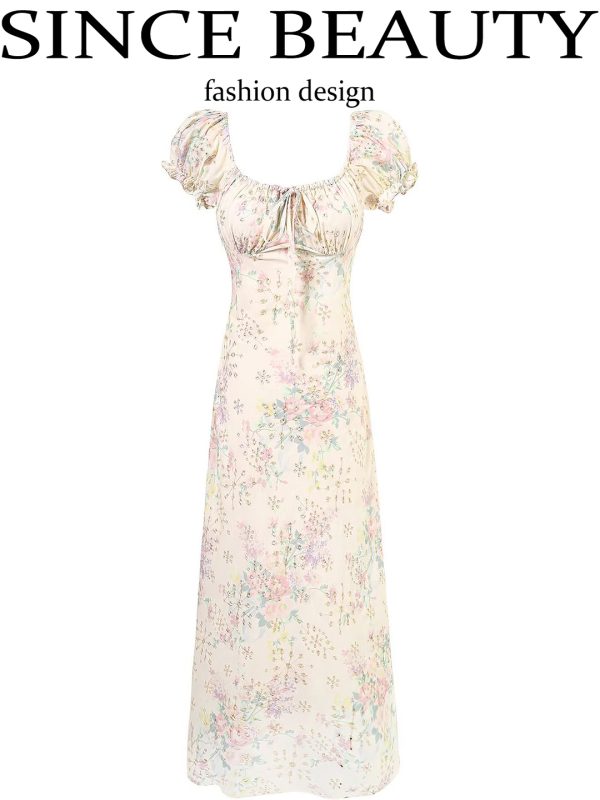 French-Style Embroidered Floral Dress for Women, High-End Quality Long Summer Dress 2025, Elegant Vintage Vibes