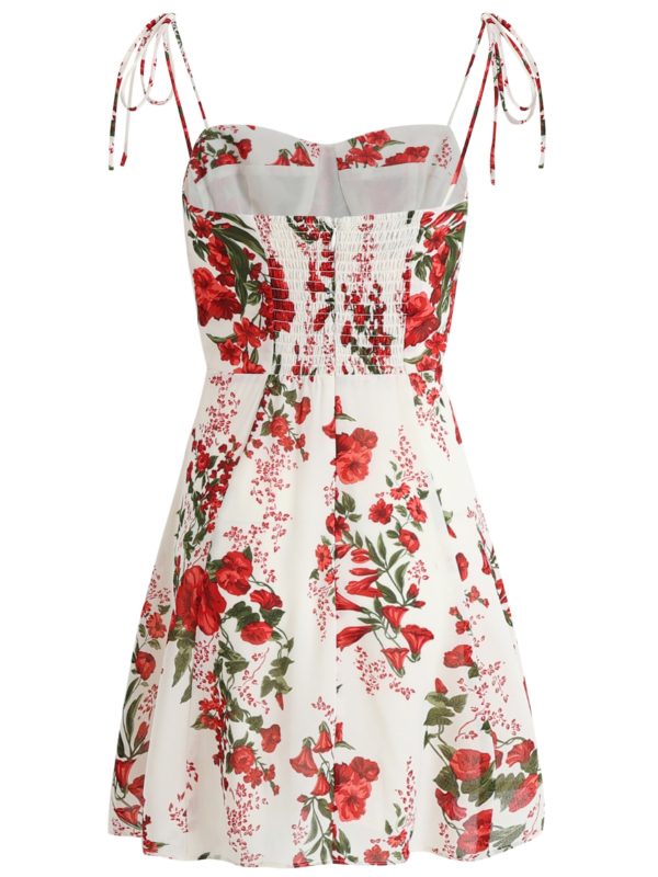 French-Style Floral Vacation Short Dress 2025 Summer Women's Petite Slim Fit Y2K Fashion