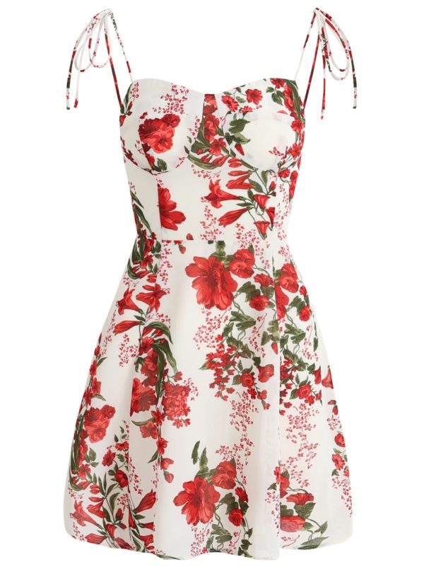French-Style Floral Vacation Short Dress 2025 Summer Women's Petite Slim Fit Y2K Fashion