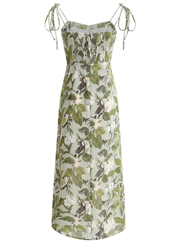 French-Style Green Sling Dress - Summer 2025 Women's Slim Fit Vacation Dress