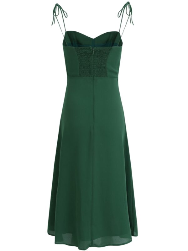 French Style Green Summer Dress 2025 with Side Slit and Spaghetti Straps - Women's Vacation Maxi Dress