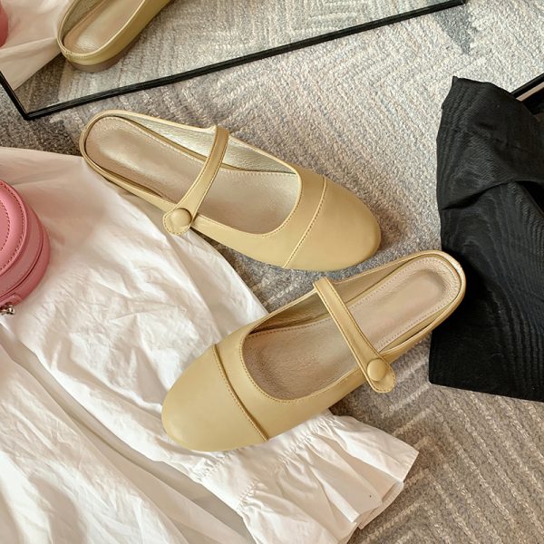 French-Style Half Slippers for Women - Versatile Flat Mules Sandals, Small Fragrant Wind Bag Design, Perfect for Casual Chic Looks