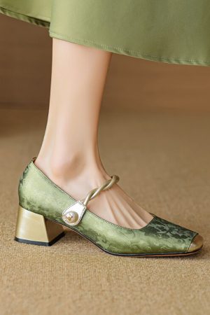 French Style Low-Heeled Mary Jane Shoes for Women - Genuine Leather Square Toe, Trendy Italian Design