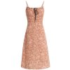 French-Style Orange Women's Dress with Straps, Printed, Elegant Vacation Look for Summer 2025