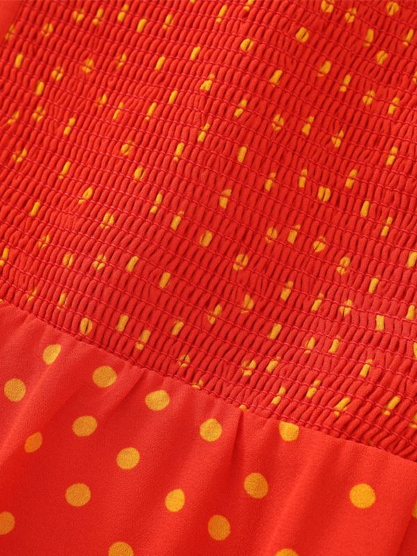 French Style Polka Dot Spaghetti Strap Long Red Dress for Summer 2025 - Vacation Essential, Slimming Fit for Women