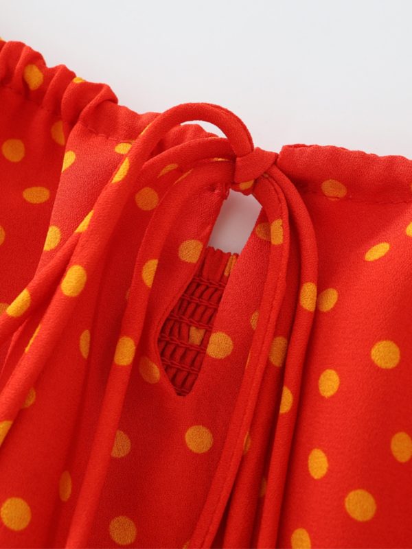 French Style Polka Dot Spaghetti Strap Long Red Dress for Summer 2025 - Vacation Essential, Slimming Fit for Women