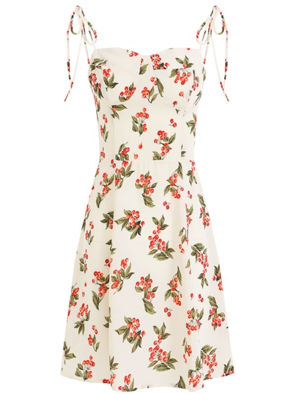 French Style Spaghetti Strap White Dress for Women - Petite Summer Vacation Dress 2025 - Slimming Design