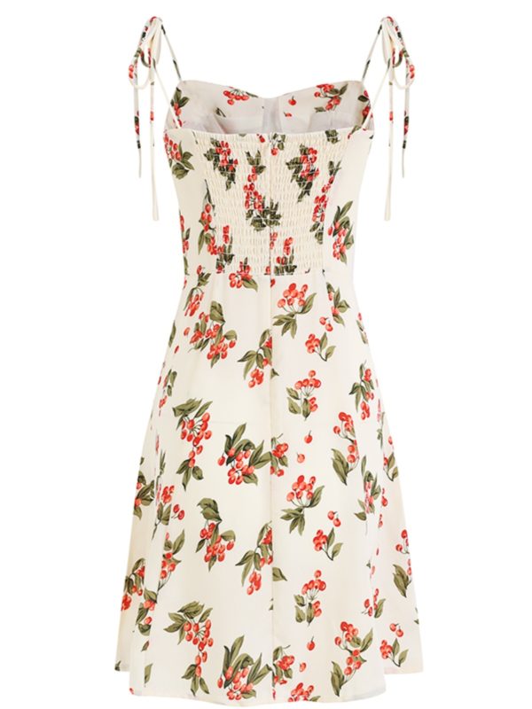 French Style Spaghetti Strap White Dress for Women - Petite Summer Vacation Dress 2025 - Slimming Design