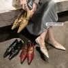 French-Style Studded Pointed Toe Stiletto High Heels Women's Genuine Leather Mary Jane Shoes - Chic Italian Fashion