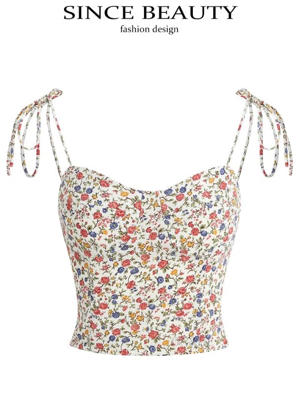 French-Style V-Neck Vacation Camisole - Slim Fit Summer Top for Spicy Girls - 2025 Fashion Essential