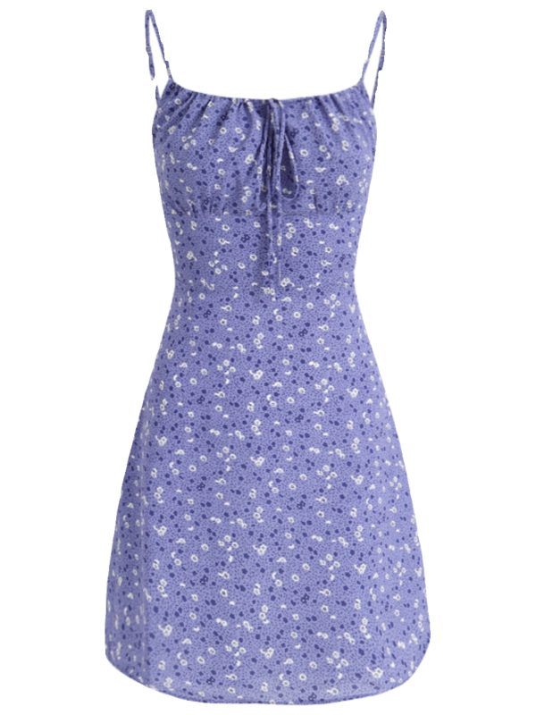 French Style Vacation Purple Spaghetti Strap Dress for Women - Petite Summer 2025 Fashion