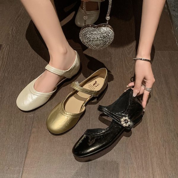French Vintage One-Strap Side-Cut Mary Jane High Heels for Women - Fashionable and Versatile, Perfect for Stylish Outfits