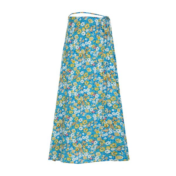 Fresh Floral Tie Low Waist Mid-Length Straight Skirt for Women - Beachy 90s Style Half Skirt