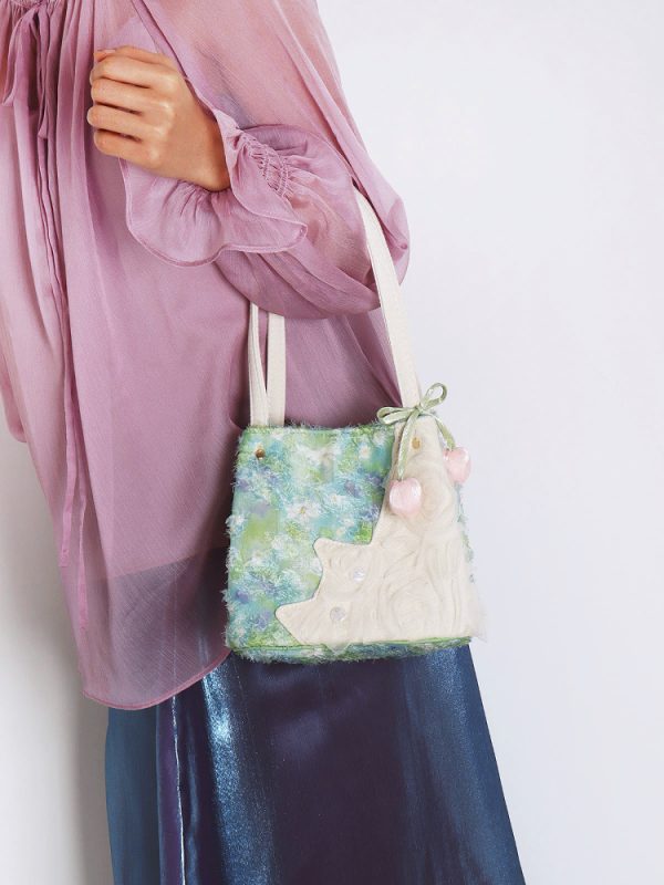 Fresh Style Cat Basket Bag for Women - Light Spring Green Crossbody Tote Bucket Bag - Trendy Spring Fashion Accessory