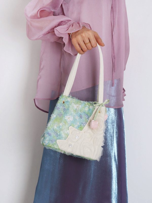Fresh Style Cat Basket Bag for Women - Light Spring Green Crossbody Tote Bucket Bag - Trendy Spring Fashion Accessory