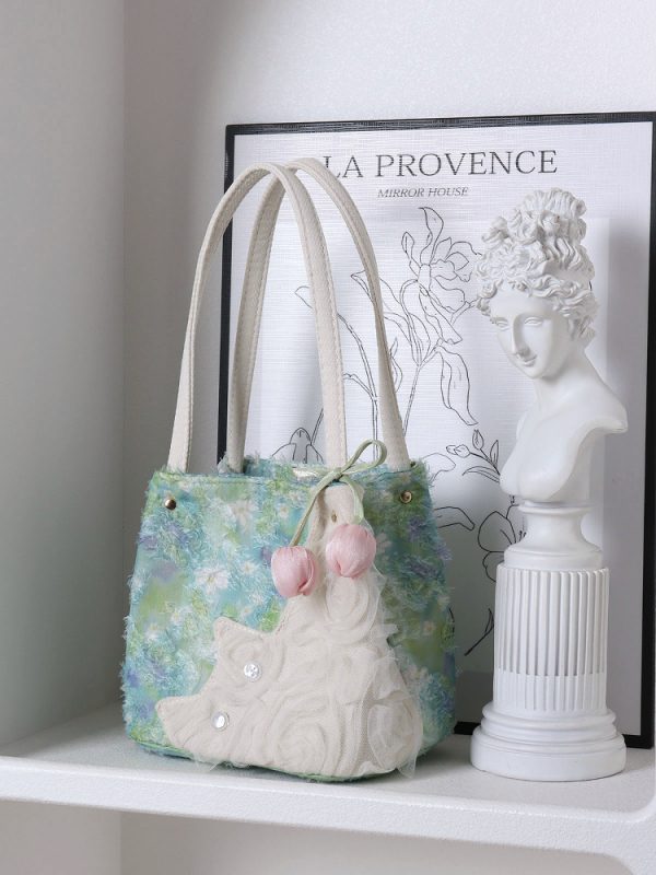 Fresh Style Cat Basket Bag for Women - Light Spring Green Crossbody Tote Bucket Bag - Trendy Spring Fashion Accessory