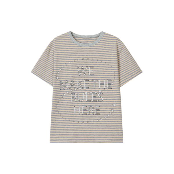 Galaxy Walk Printed Striped Color Block Casual Short Sleeve T-Shirt for Trendy, Relaxed Style