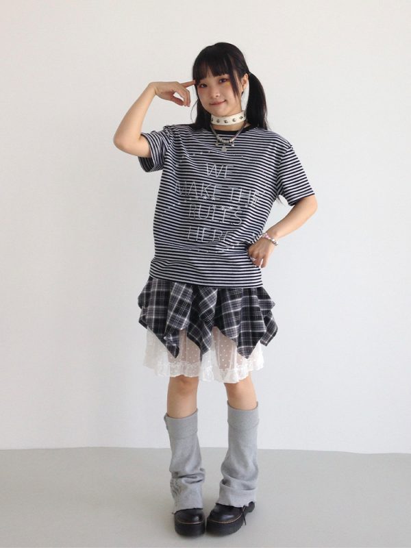 Galaxy Walk Printed Striped Color Block Casual Short Sleeve T-Shirt for Trendy, Relaxed Style
