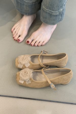 Gentle Fairy Style Sheepskin Square Toe Chunky Heel Mary Jane Shoes - French One-Strap Evening Flats for a Chic Look