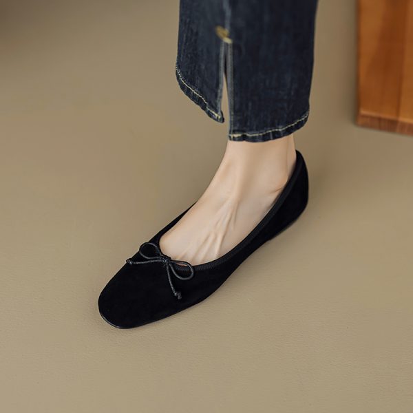 Genuine Leather Bow Tie Tote Bag & Women's Soft Sole Ballet Flats - Large Size Dance Shoes for Comfort and Style