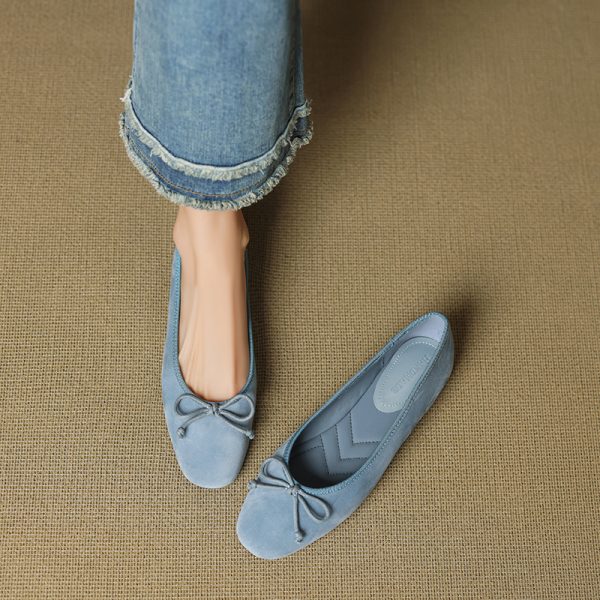 Genuine Leather Bow Tie Tote Bag & Women's Soft Sole Ballet Flats - Large Size Dance Shoes for Comfort and Style