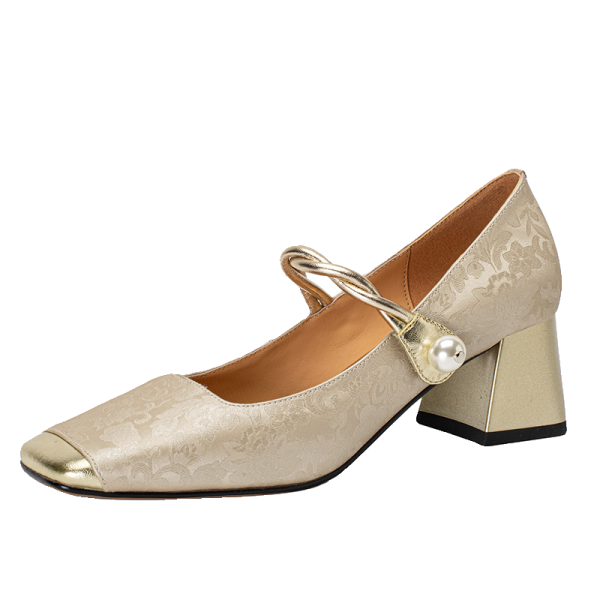 Genuine Leather Chinese-Style Square-Toe Mary Jane Shoes with Chunky High Heels - Elegant 90s Inspired Footwear