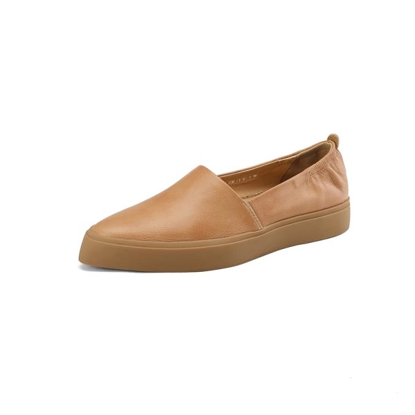 Genuine Leather Flat Grandma Shoes with Elastic Mouth, Elegant Pointed Toe, Thick Sole - Italian Style Chic Footwear
