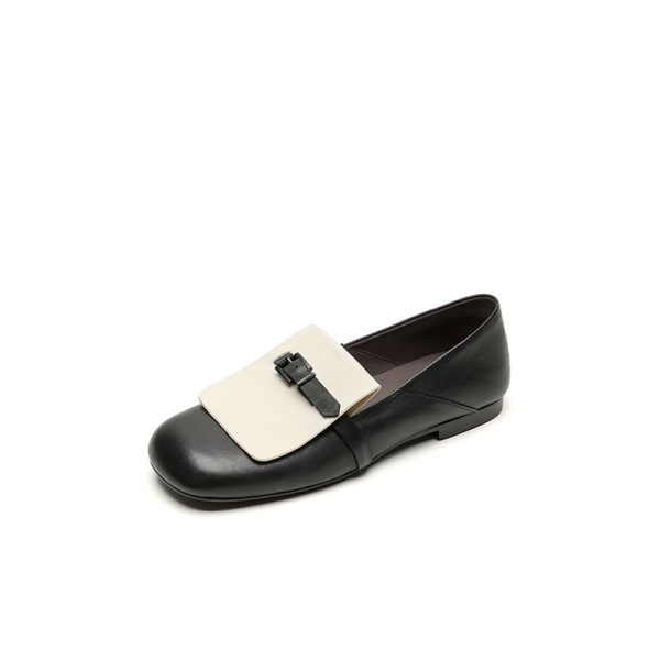 Genuine Leather Flat Loafers for Women, Retro Slip-On Small Flats, Comfortable Italian Style Footwear