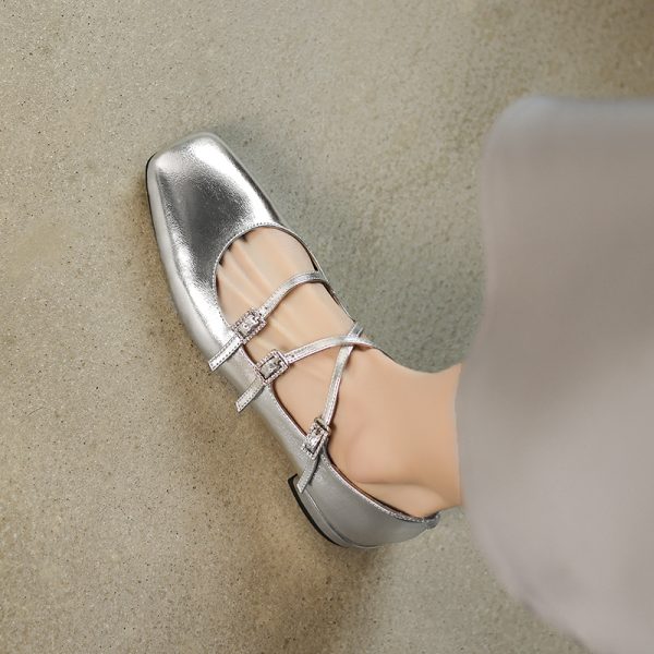 Genuine Leather French Artistic Mary Jane Shoes for Women - Low Heel, Square Toe, Shallow Mouth, College Style, Spring Fashion