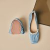 Genuine Leather French-Style Pearl Shallow Mouth Flat Shoes for Women - Italian Corso Venezia Pleated Grandma Shoes